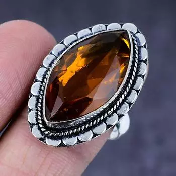 Кольцо из серебра 925 пробы с драгоценным камнем медовый топаз ручной работы, размер 9 h5Y00