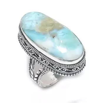 Кольцо из серебра 925 пробы с драгоценным камнем Republic Larimar, размер 9 K0l74