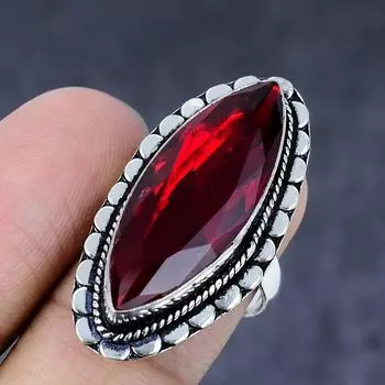 Кольцо из серебра 925 пробы с мозамбикским гранатом, драгоценный камень, размер 7 c2E49