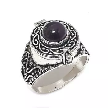 Кольцо из серебра 925 пробы с натуральным аметистом, размер 13,5 O1I15