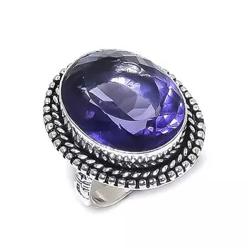 Кольцо из серебра 925 пробы с натуральным аметистом, размер 7, H2B98