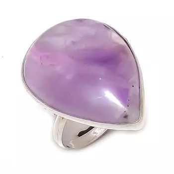 Кольцо из серебра 925 пробы с натуральным шалфеем и аметистом, размер 7 J9c61