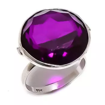 Кольцо из серебра 925 пробы с натуральным аметистом, размер 8, z5P72