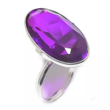 Кольцо из серебра 925 пробы с натуральным аметистом, размер 7, W6q98