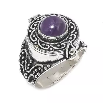 Кольцо из серебра 925 пробы с натуральным аметистом, размер 10, ручная работа V2c21