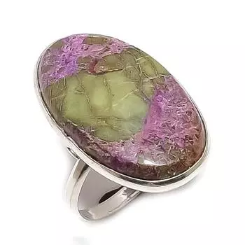 Кольцо из серебра 925 пробы с натуральным пурпуритом, размер 7,5, b4h57