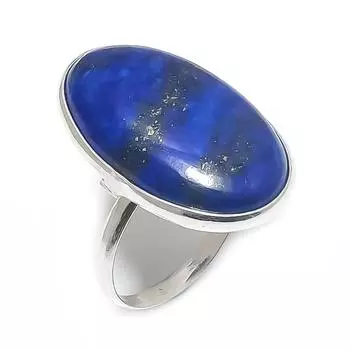Кольцо из серебра 925 пробы с натуральным лазуритом, размер 7 f6L05