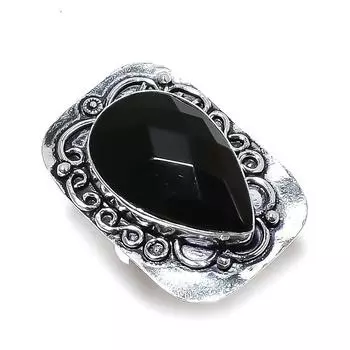 Кольцо из серебра 925 пробы с драгоценным камнем из черной шпинели, размер 6 f6Q90