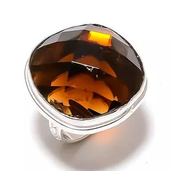 Кольцо из серебра 925 пробы с топазом, размер 7, c9W77