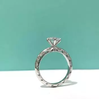 Кольцо из серебра 925 пробы с легким серебряным покрытием 925 пробы, модное круглое кольцо из муассанита, покрытое белым золотом 18 карат, с имитацией бриллианта 6