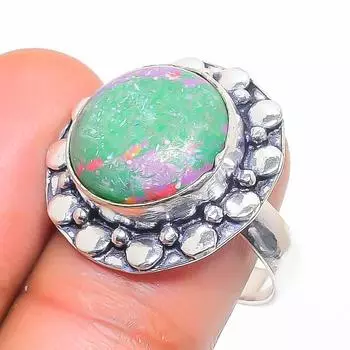 Кольцо из серебра 925 пробы с натуральным мозаичным яшмовым драгоценным камнем, размер 8 R2C95