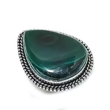 Кольцо из серебра 925 пробы с драгоценным камнем малахит ручной работы, размер 8 O3j40