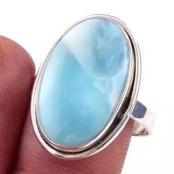 Кольцо из серебра 925 пробы с драгоценным камнем Natural Republic Larimar, размер 10 I6j98
