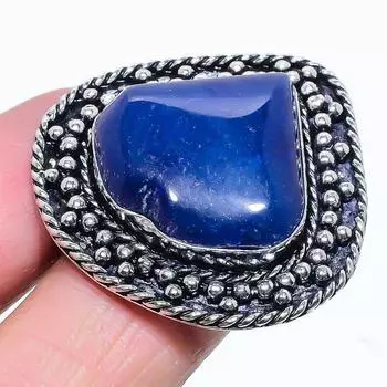 Кольцо из серебра 925 пробы с натуральным лазуритом, размер 10, N9t08