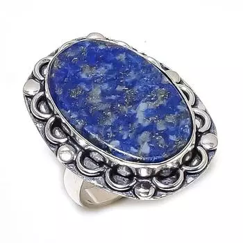 Кольцо из серебра 925 пробы с натуральным лазуритом, размер 9 z4b71