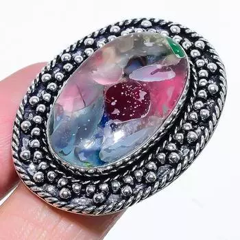 Кольцо из серебра 925 пробы с натуральным стеклянным камнем Dicorich, размер 6, v5V57