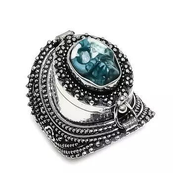 Кольцо из серебра 925 пробы с натуральным мозаичным яшмовым драгоценным камнем, размер 10 T8W08