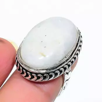 Кольцо из серебра 925 пробы с натуральным лунным камнем, размер 9,5 r8G54