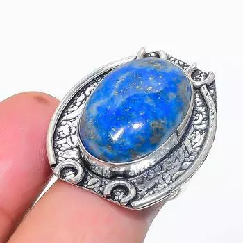 Кольцо из серебра 925 пробы с натуральным лазуритом, размер 6,5 s7a30