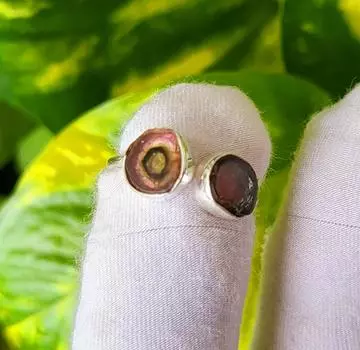 Кольцо из серебра 925 пробы с натуральным арбузом и двумя необработанными турмалинами, 5 шт. в подарок, США, A 51 5 US