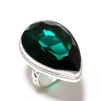 Кольцо из серебра 925 пробы с хромдиопсидом, размер 8, k2R97