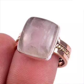 Кольцо из серебра 925 пробы с натуральным розовым кварцем и двухцветным драгоценным камнем S.8 n5d21