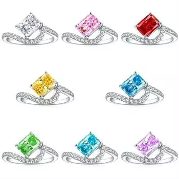 Кольцо из серебра 925 пробы с бриллиантом 1,5 карата с высоким содержанием углерода, женское, с огранкой «ледяной цветок», с цирконом, цветное, с сокровищами US Size 5 #