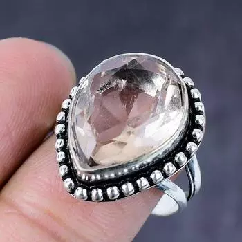 Кольцо из серебра 925 пробы с драгоценным камнем морганит, размер 10,5 I1S55