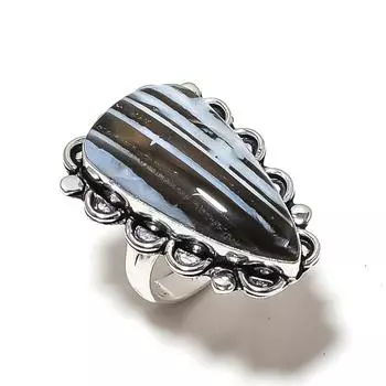 Кольцо из серебра 925 пробы с натуральным опалом Owhyee, размер 7, A0j63