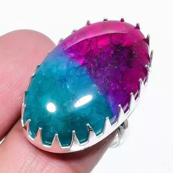 Кольцо из серебра 925 пробы с натуральным радужным солнечным кварцем, размер 10 s8k61