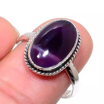 Кольцо из серебра 925 пробы с натуральным драгоценным камнем какоксенитом ручной работы S.10 T2D75