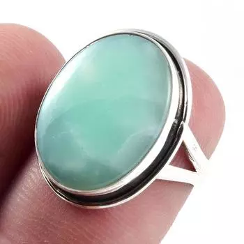 Кольцо из серебра 925 пробы с натуральным хризопразом ручной работы S.6 j6L32