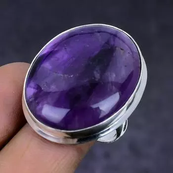 Кольцо из серебра 925 пробы с драгоценным камнем Sage Amethyst, размер 9,5 i5w12