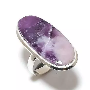 Кольцо из серебра 925 пробы с натуральным лепидолитом ручной работы S.6 b4A29