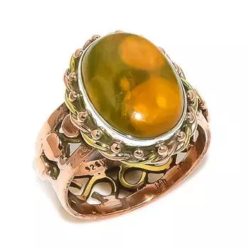 Кольцо из серебра 925 пробы с натуральным океаническим яшмовым драгоценным камнем S.8 u2W10