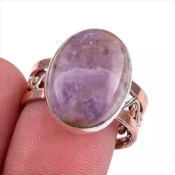 Кольцо из серебра 925 пробы с натуральным драгоценным камнем Тиффани, двухцветное, размер 8,5 C4C23