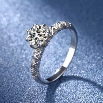 Кольцо из серебра 925 пробы с муассанитом и восемью когтями для женщин, инкрустированное серебром 925 пробы, простой модный современный дизайн, 1 карат, закрытый рот 6