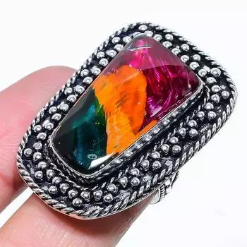 Кольцо из серебра 925 пробы с натуральным стеклянным камнем Dicorich, размер 8 J1P51