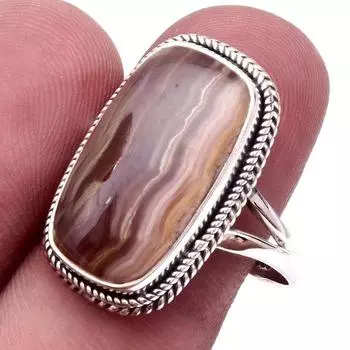 Кольцо из серебра 925 пробы с натуральным медовым родохрозитом S.10 I0u90