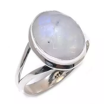 Кольцо из серебра 925 пробы с натуральным радужным лунным камнем S.9.5 d5S80
