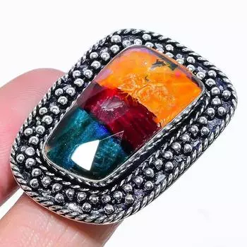 Кольцо из серебра 925 пробы с натуральным стеклянным камнем Dicorich, размер 9, d9M77