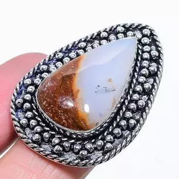 Кольцо из серебра 925 пробы с натуральным камнем Боулдер Опал, размер 7, t4b81