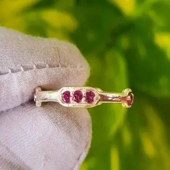 Кольцо из серебра 925 пробы с натуральным рубеллитом и гранатом, подарочное кольцо 7,5 US 7.5 US