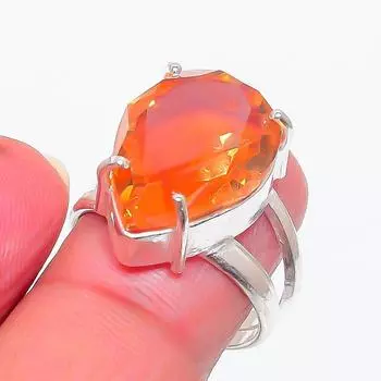 Кольцо из серебра 925 пробы с натуральным цитрином, размер 7,5, G0u19