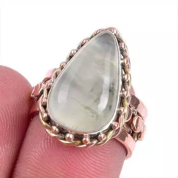 Кольцо из серебра 925 пробы с натуральным аквамарином и двухцветным драгоценным камнем S.6 A9L38