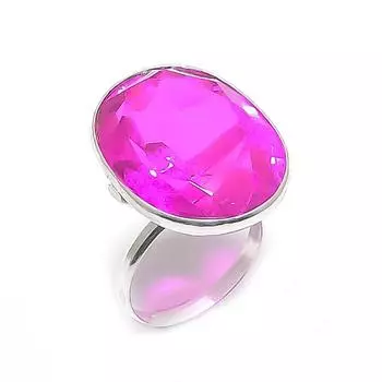 Кольцо из серебра 925 пробы с натуральным розовым аметистом, размер 7 S7B57