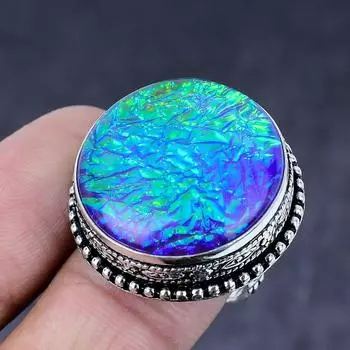 Кольцо из серебра 925 пробы с синим триплетным опалом и драгоценным камнем ручной работы, размер 8 M0N47
