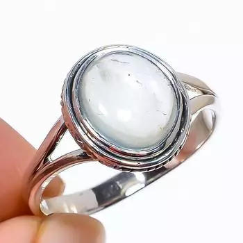 Кольцо из серебра 925 пробы с натуральным аквамарином и драгоценным камнем S.10 n2t06
