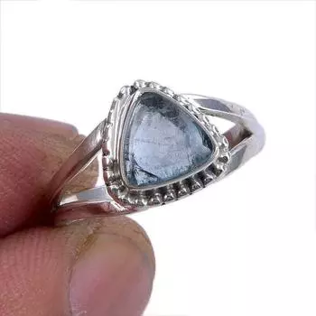 Кольцо из серебра 925 пробы с натуральным аквамарином и драгоценным камнем S.5.5 P1Z02