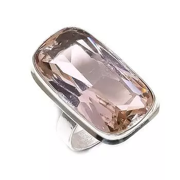 Кольцо из серебра 925 пробы с драгоценным камнем морганит, размер 7 L2N23